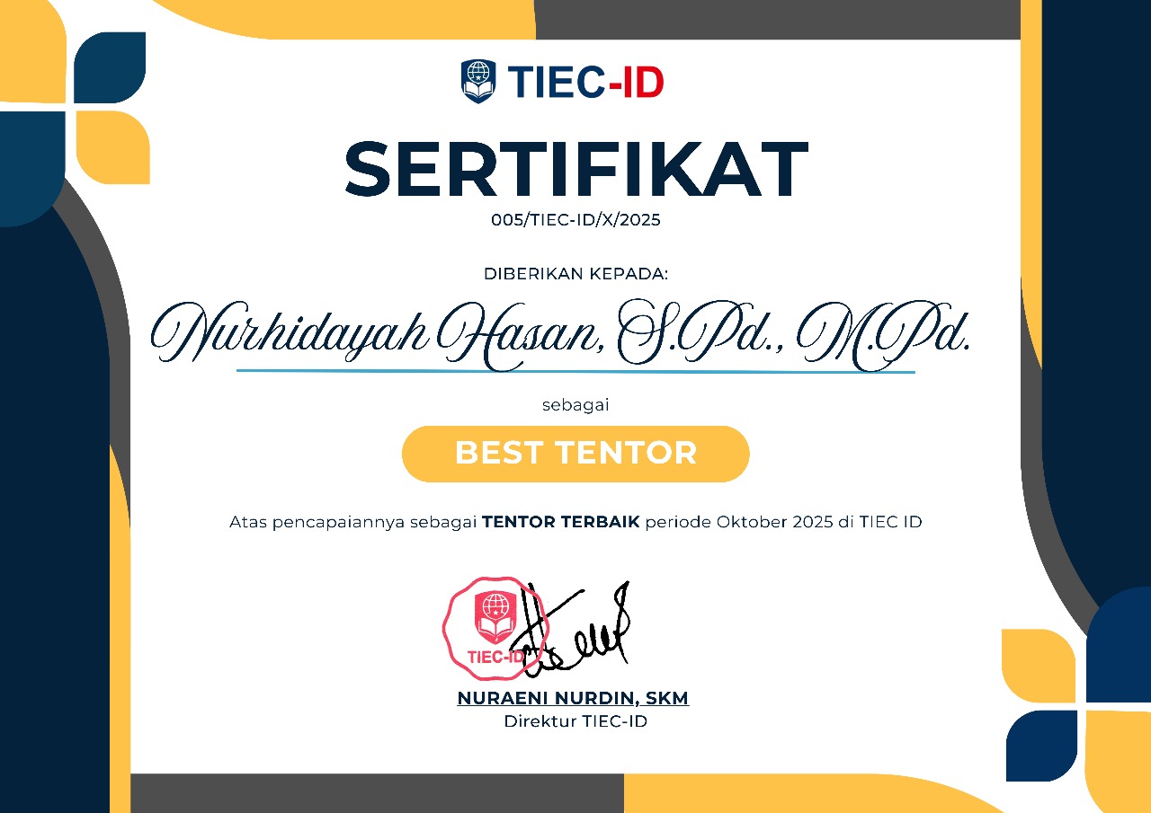 TIEC-ID Umumkan Best Tentor of The Month Oktober 2025 Berdasarkan Evaluasi Siswa